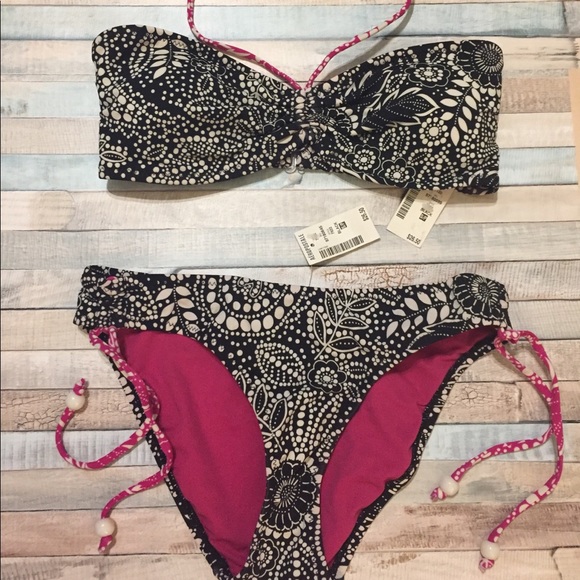 NWT Aeropostale Tribal Paisley Bandeau Bikini - Picture 1 of 6